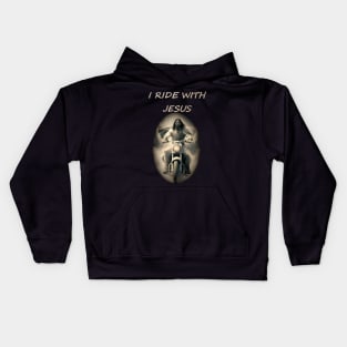 Jesus on a motorcycle Kids Hoodie